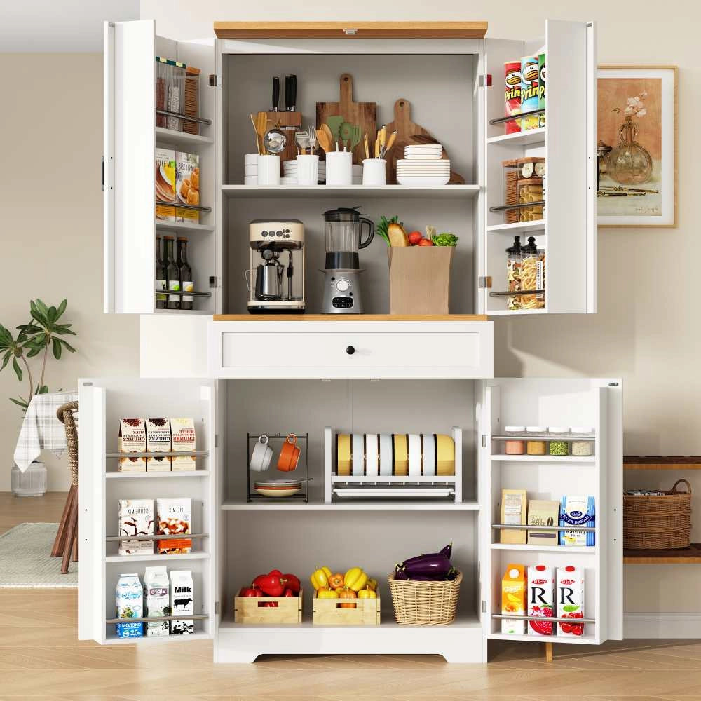Armadio cucina 12 scomparti, 80x40x180 cm, MDF, anti-ribaltamento, per sala da pranzo