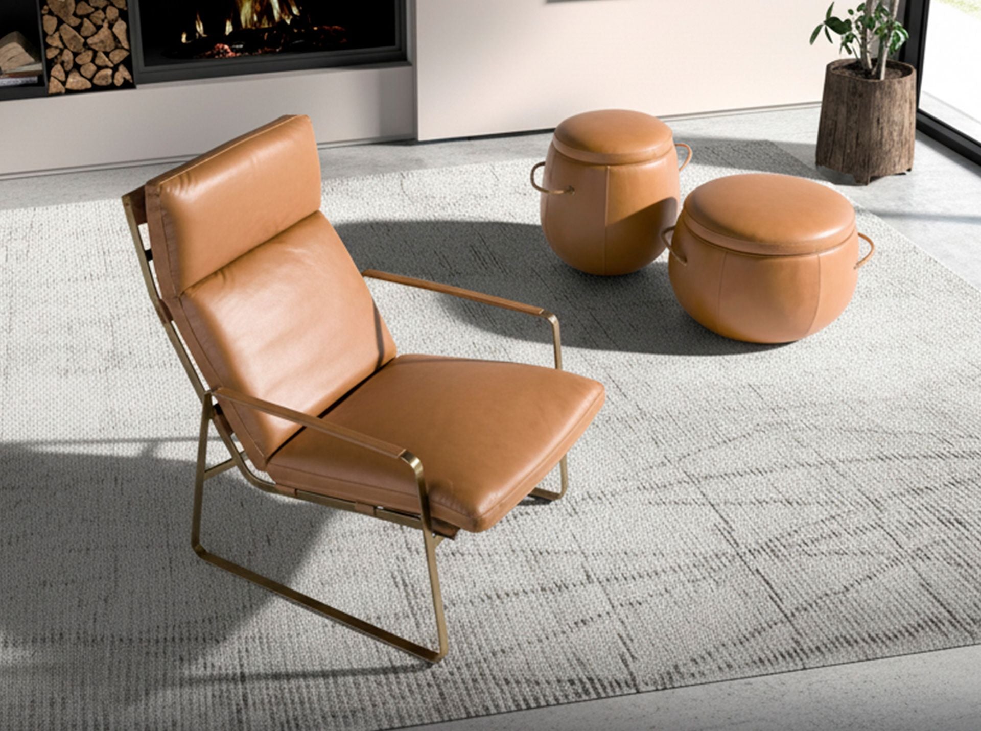 Poltrona in pelle di cammello