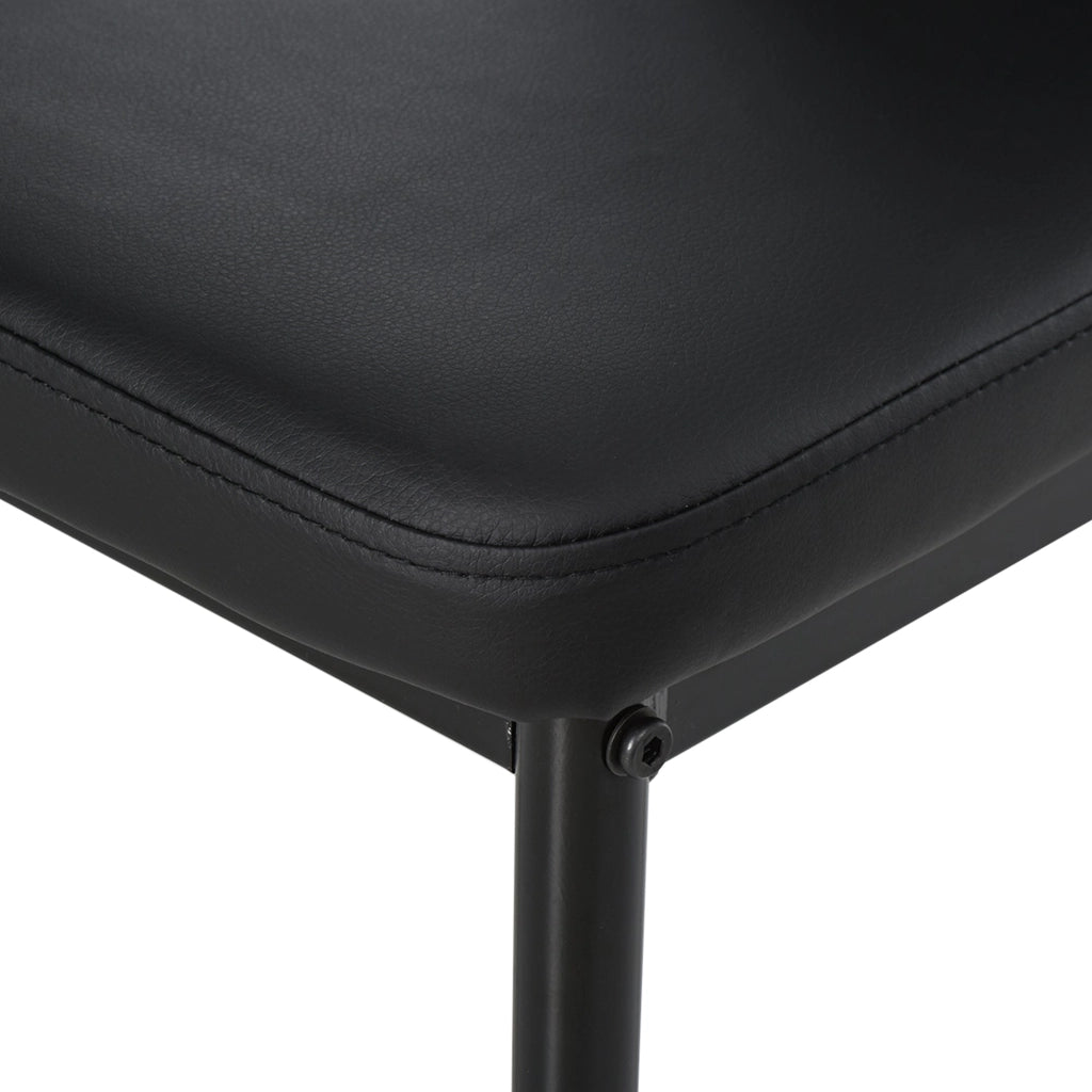 Set da Pranzo Tavolo con Piano in Vetro e 4 Sedie in Metallo e Similpelle  Nero