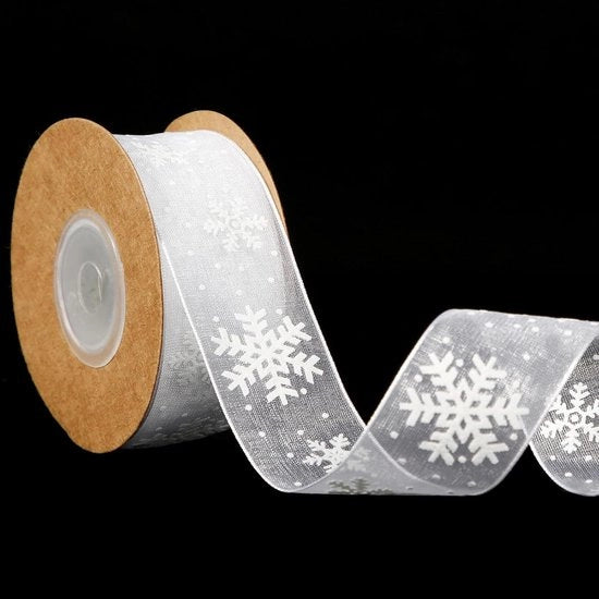 Fili di Natale 10m x 25mm Bianco Fiocco di Neve per Artigianato e Confezioni di Regalo