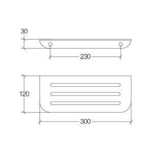 Lineabeta - Mensola doccia L.30 H.3 cm Roersa in acciaio lucido L.30 cm