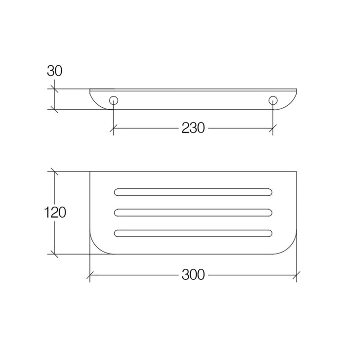 Lineabeta - Mensola doccia L.30 H.3 cm Roersa in acciaio lucido L.30 cm