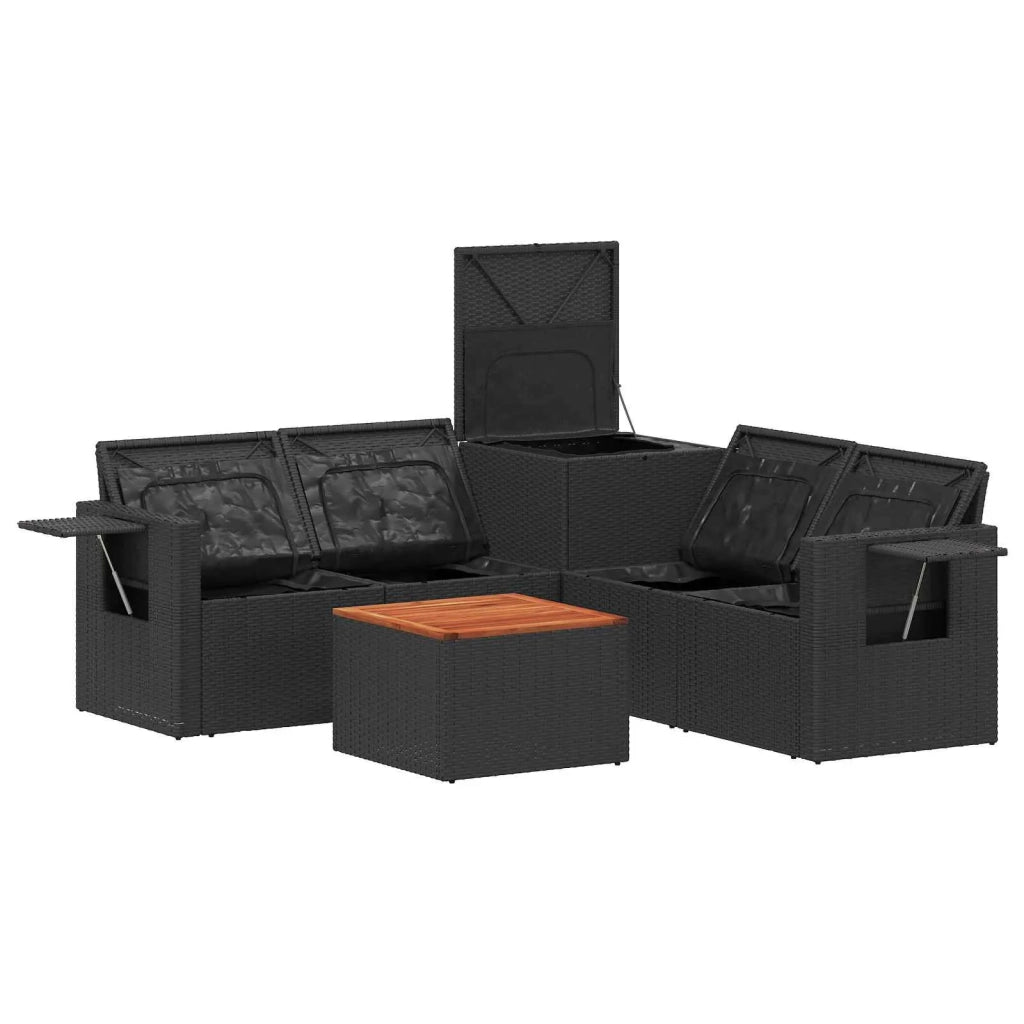 Set di divani 6 pz Nero e Bianco Crema 3447452
