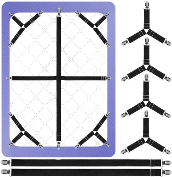 Set di Lancette per Letto - 6 pezzi - Lancette di Copertura - Clip per Tappeto - Clip per Tappeto - Lancette Resistenti - Adattabili - per Coperture di Matrimoniale Coperture di Divano Coperture di Cuscino Coperture di Tavolo - Nero