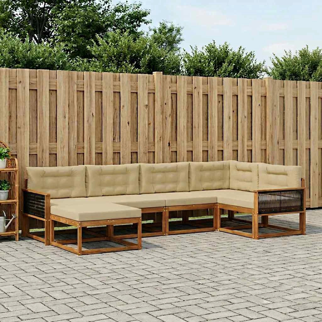 Set di divani da esterno 6 pz Naturale e Beige 3382706