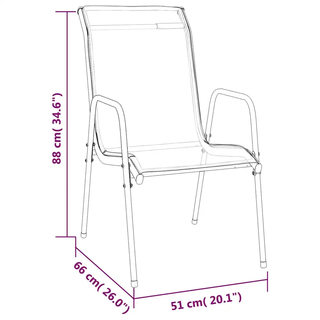 Sedie da Giardino 4 pz in Acciaio e Textilene Nere 316818
