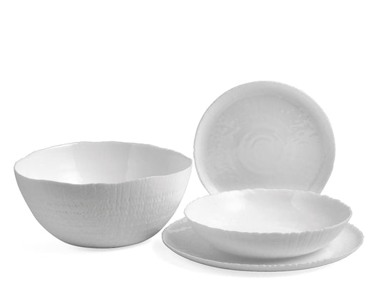 Servizio 19 pezzi tavola in vetro ovale colore bianco