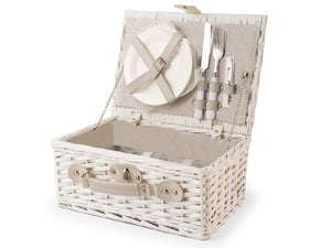 Cesto picnic per 2 persone colore bianco cm 36x26x16