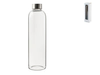 Bottiglia in vetro borosilicato trasparente con tappo in acciaio inox lt 1,0