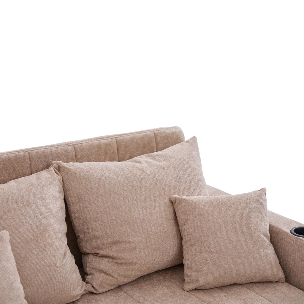 Divano Letto Multifunzione ¨C MINIMAL ¨C Tessuto, Estraibile, con Portabicchieri e USB