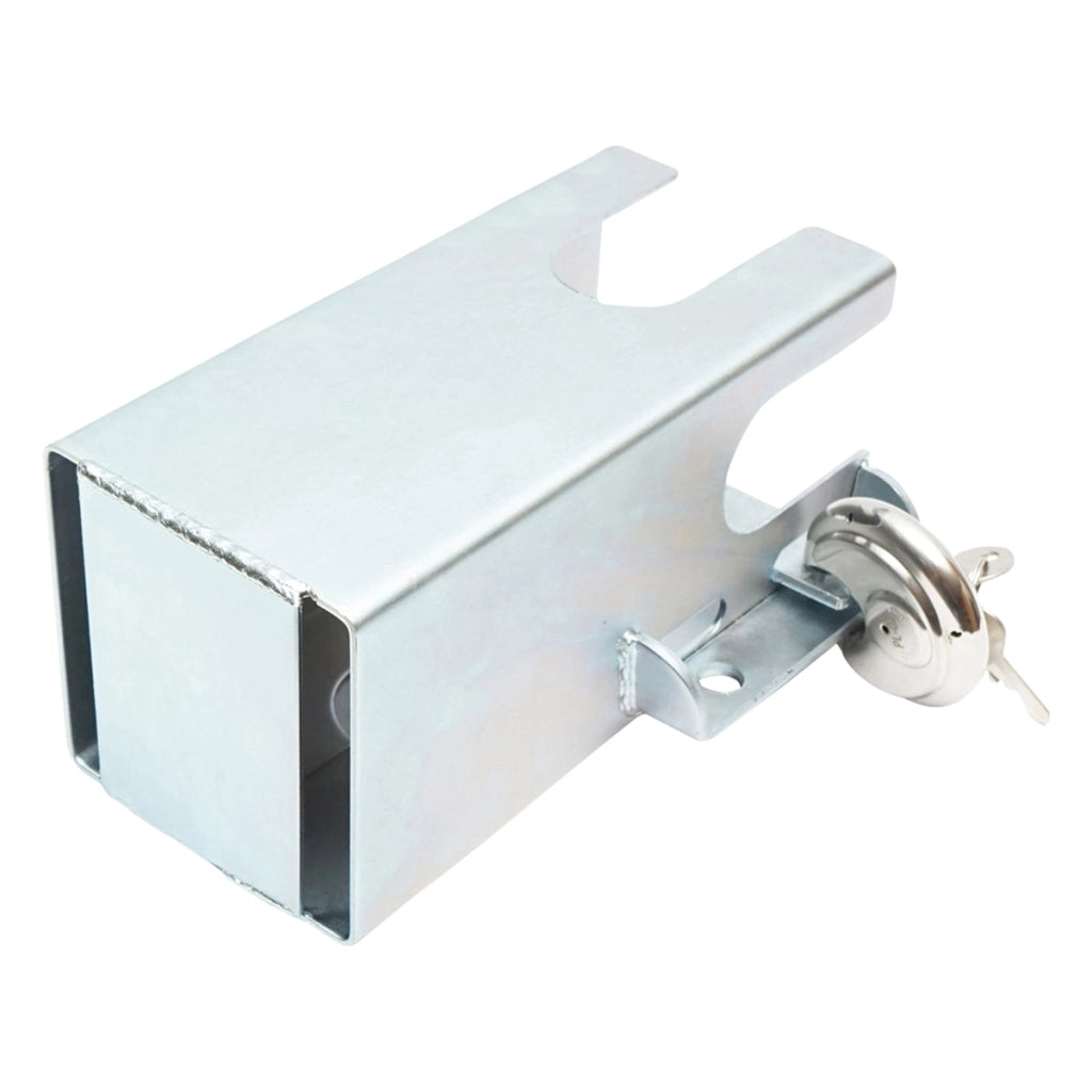 Serratura antifurto in acciaio inox con due chiavi, 110x110x217mm per gancio di traino Breckner Germany