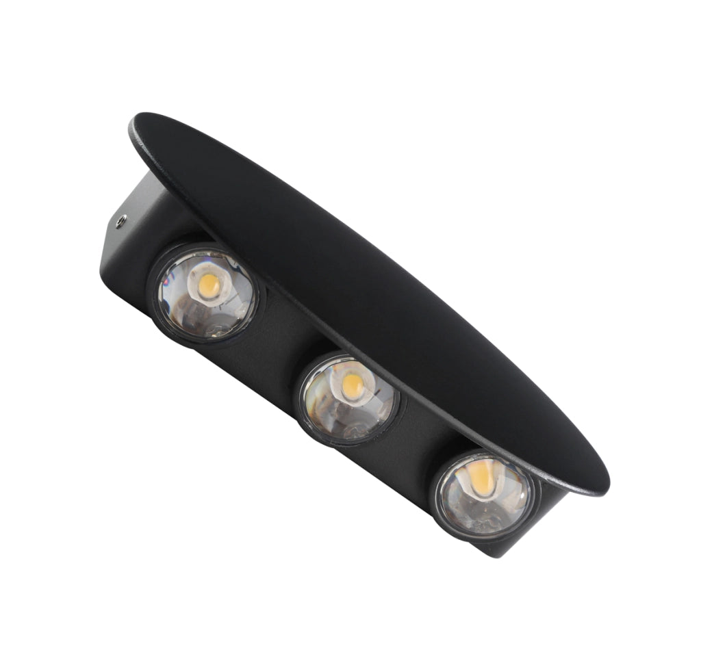 Applique esterno ellisse LED 6W 3000K su/giù IP54 nero