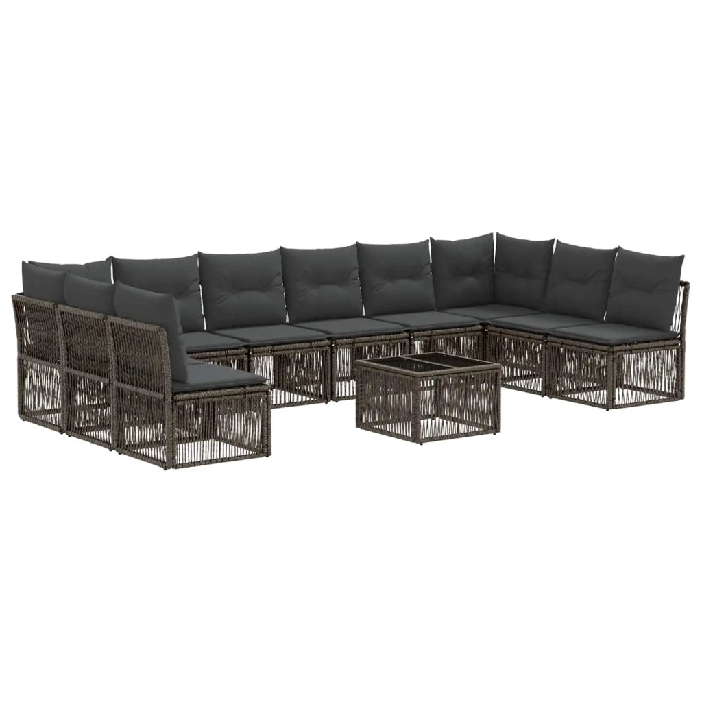 Set Divano da Giardino 11 pcs Grigio polyrattan 3434330