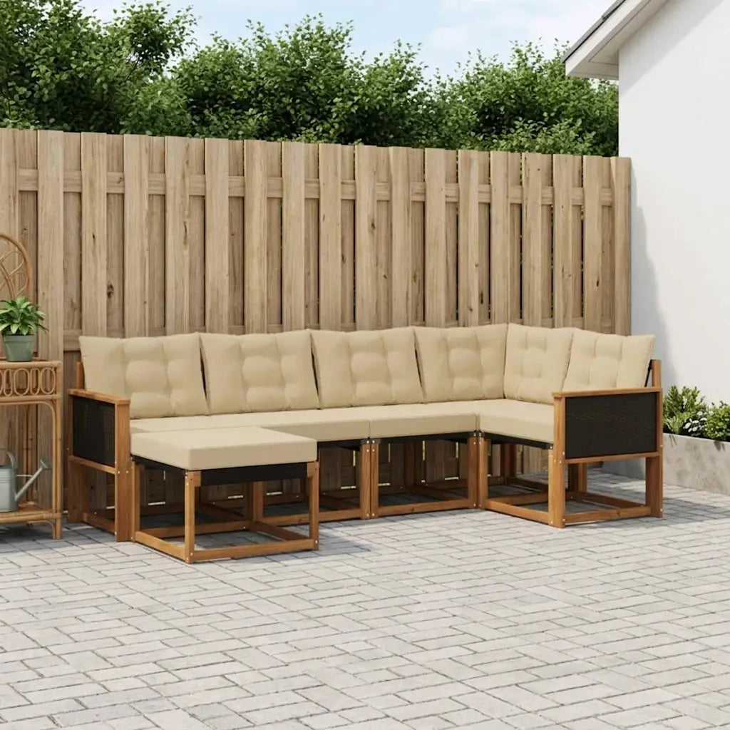 Set di divani da esterno con cuscino 6 pcs Naturale e Beige 3382057