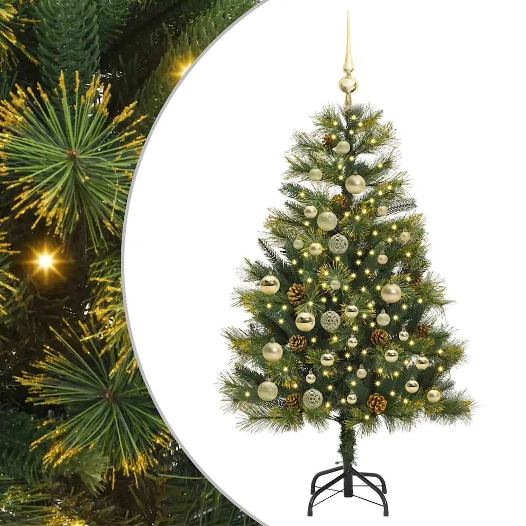 Albero di Natale artificiale pieghevole con coni Verde 120 cm 3395075