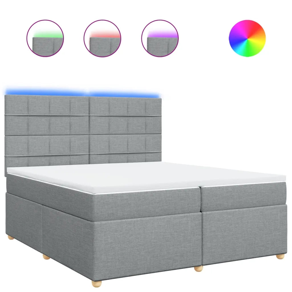 vidaXL Giroletto a Molle con Materasso Grigio Chiaro 200x200cm Tessuto