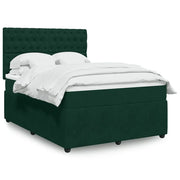 Giroletto a Molle con Materasso Verde Scuro 140x190 cm Velluto