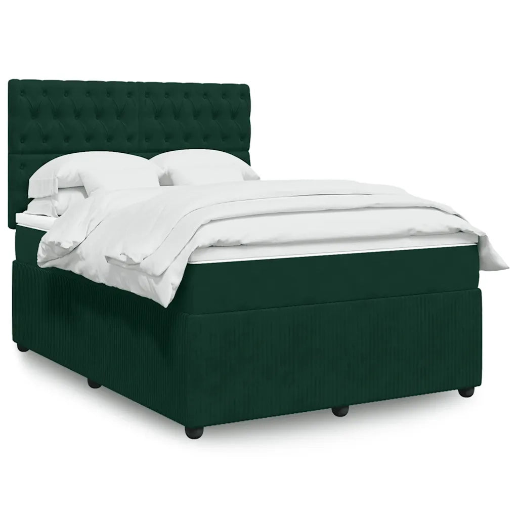 Giroletto a Molle con Materasso Verde Scuro 140x190 cm Velluto