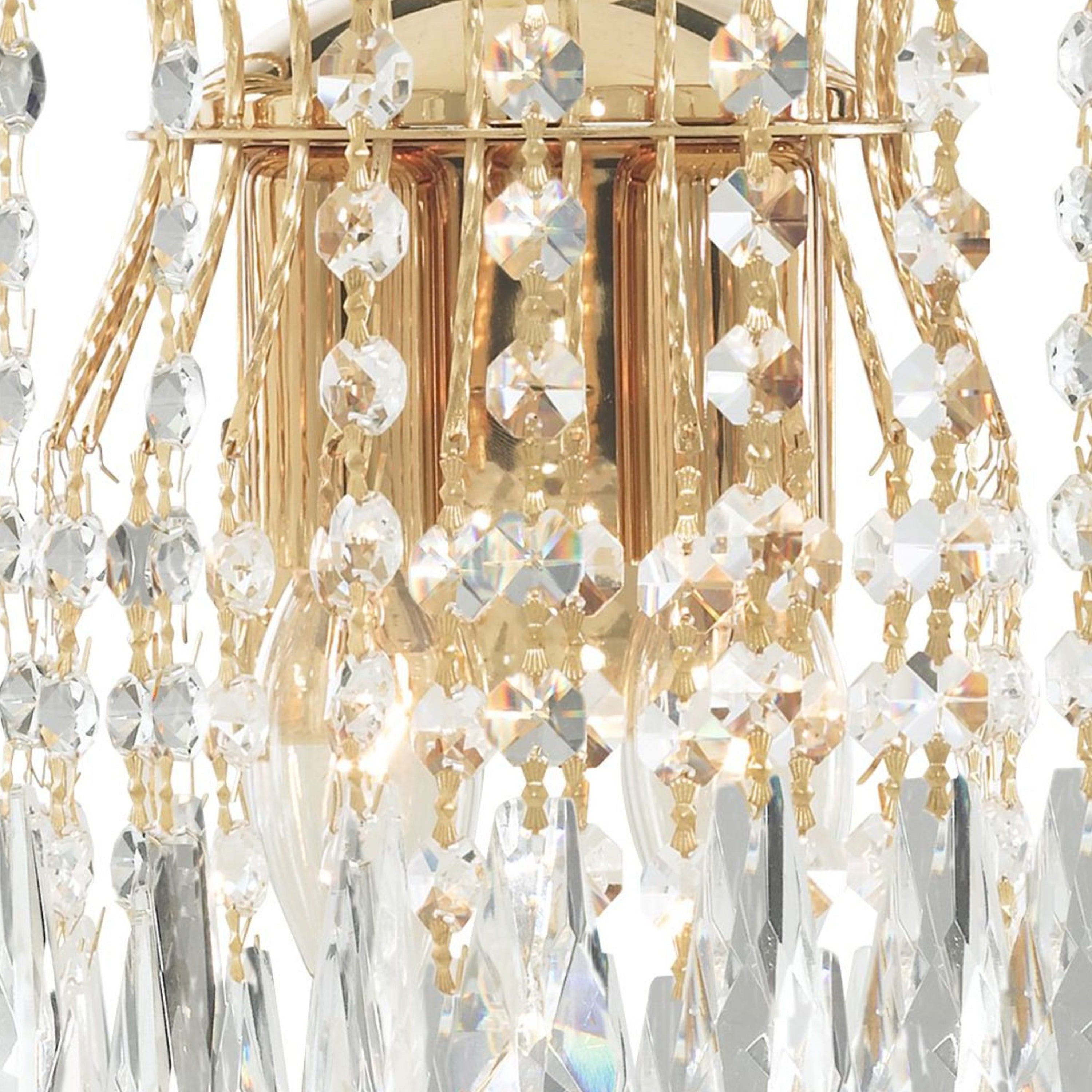 Applique Classica Waterfall Acciaio Oro Cristallo 2 Luci E14