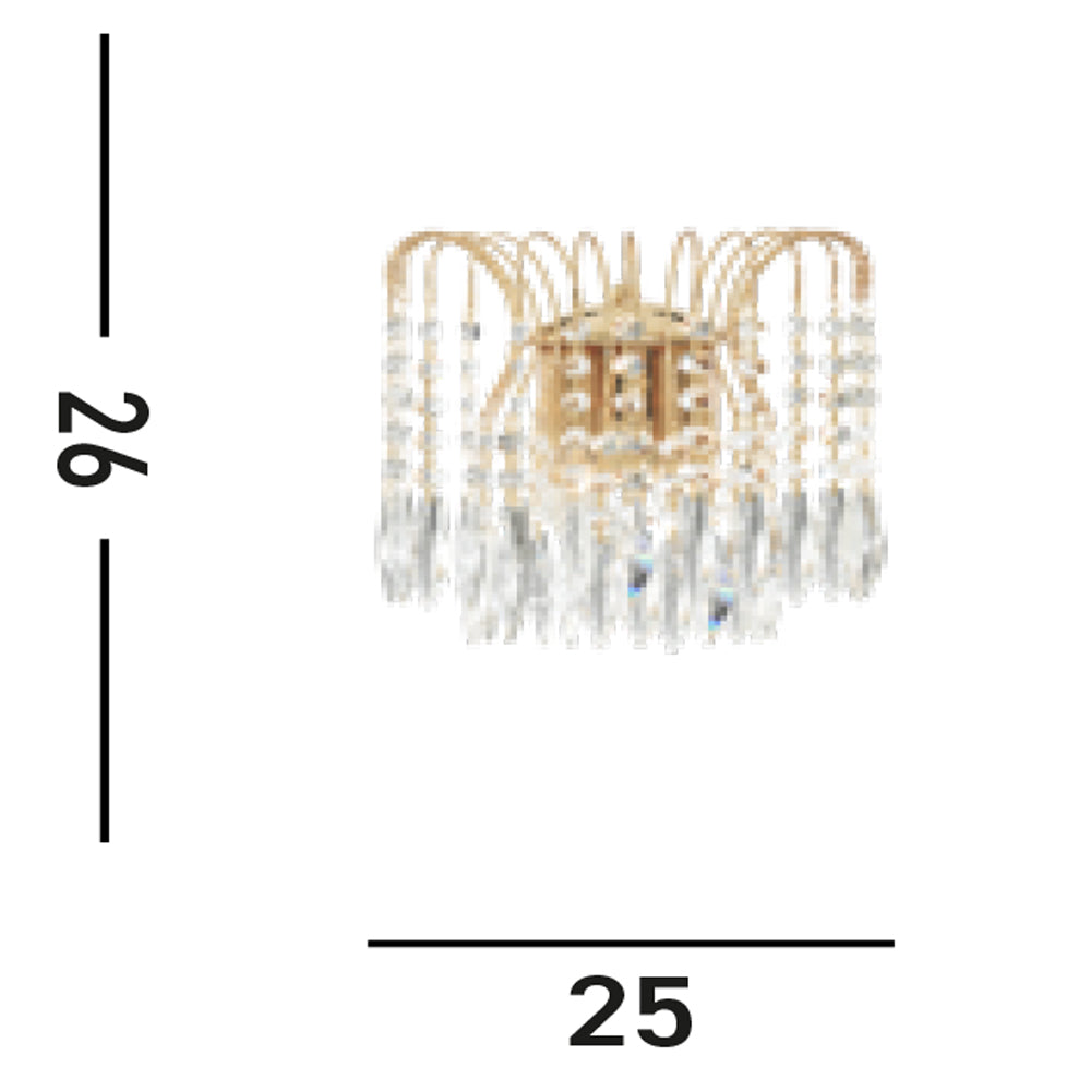 Applique Classica Waterfall Acciaio Oro Cristallo 2 Luci E14