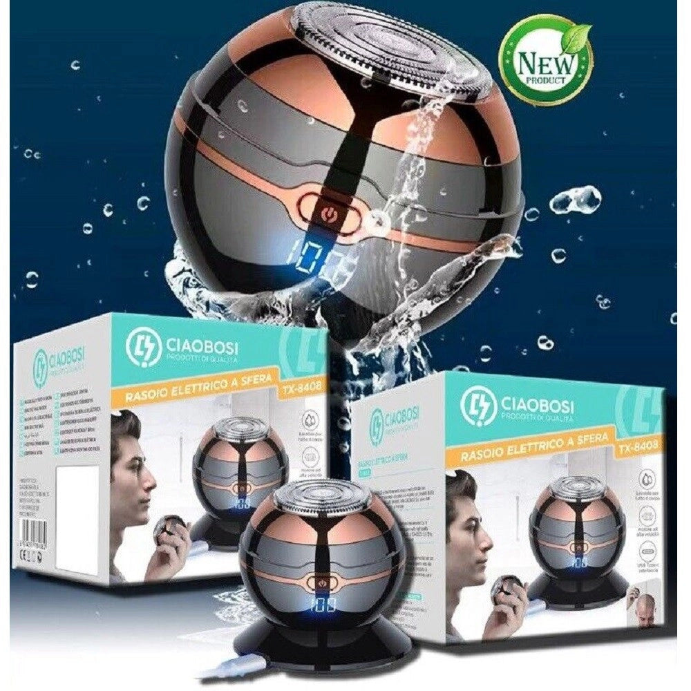 Trade Shop - Rasoio Tagliacapelli Elettrico Ricaricabile A Sfera Sferico Uomo Barba Tx-8408 -