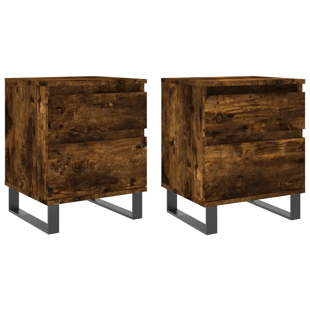 Comodini 2pz Rovere Fumo 40x35x50 cm in Legno Multistrato