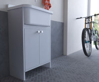 Mobile Lavanderia in PVC 54x26x80 cm 2 Ante per Interno ed Esterno Forlani Clear Bianco