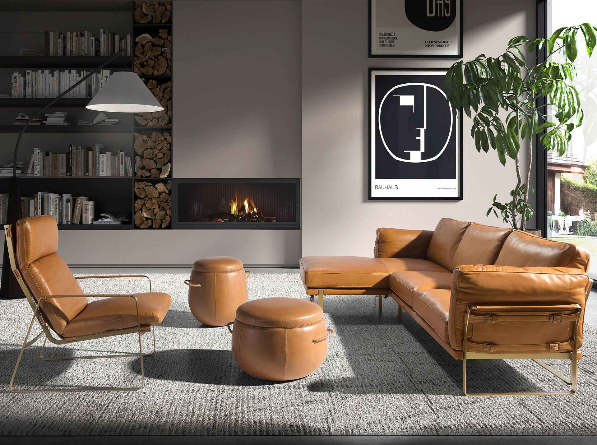 Pouf in pelle di cammello