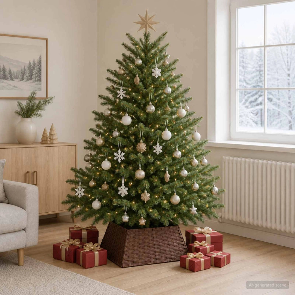Collare per Albero di Natale Quadrato Marrone Scuro polyrattan 42048801