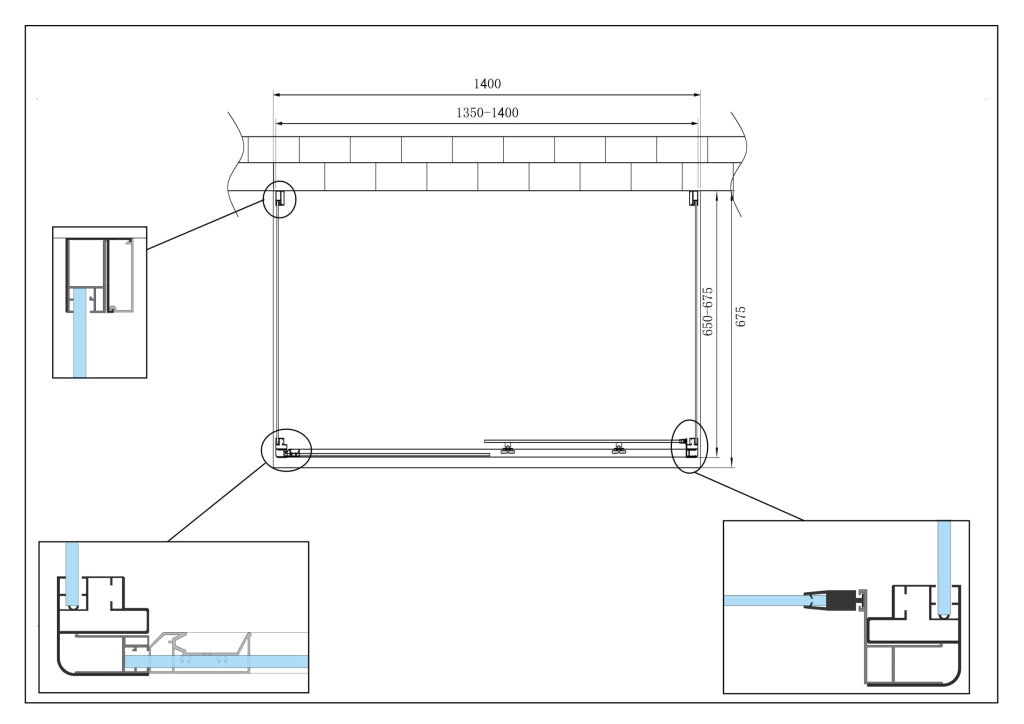 BOX CABINA DOCCIA 3 LATI 2 FISSI E UNO SCORREVOLE 65-67,5x135-140x65-67,5