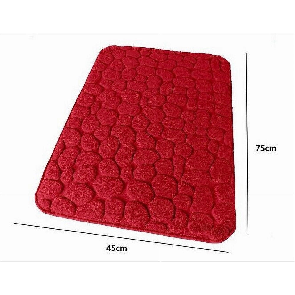 Trade Shop - Tappeto Tappetino In Tessuto Per Bagno Arredo 45x75 Cm Effetto Sassi Rosso 69935 -