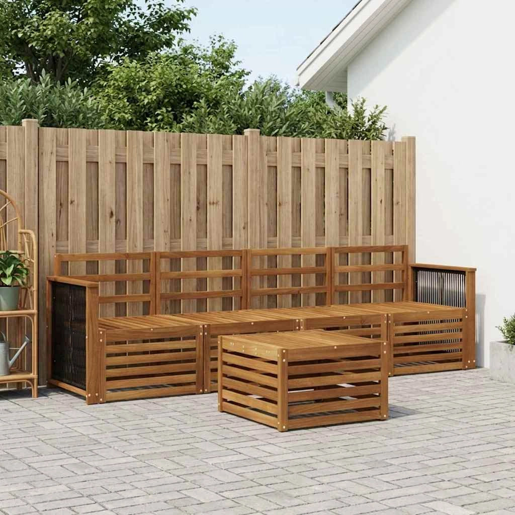 Set di divani da esterno 5 pz Naturale Legno di Acacia Massello 3383990