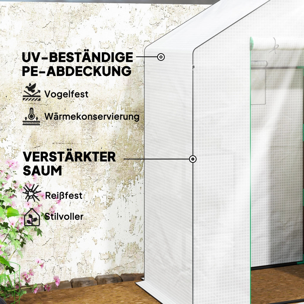 SERRA 143x74x190 cm in plastica bianca con ripiani e porta avvolgibile