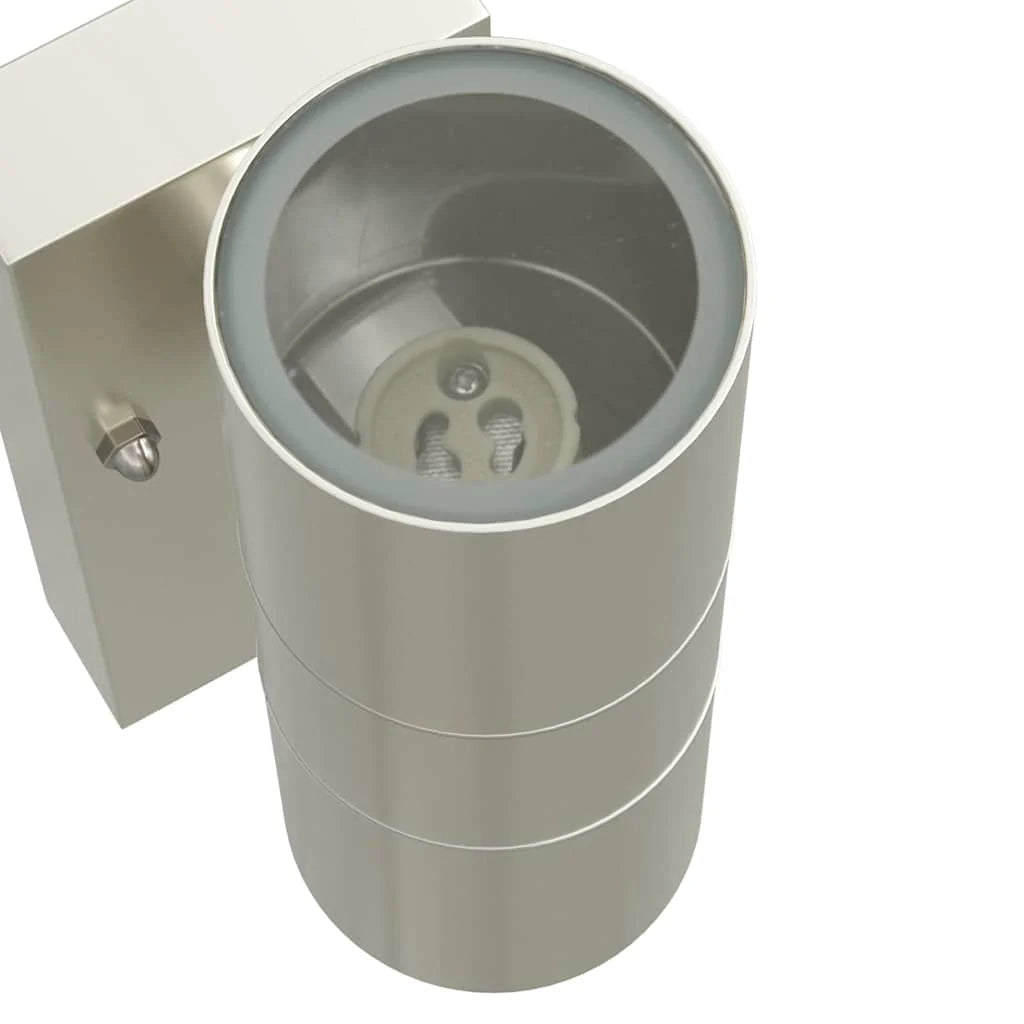 Applique da esterno cilindrica dal design moderno 7 x 10 x 22 cm acciaio inox argento 02_0056539