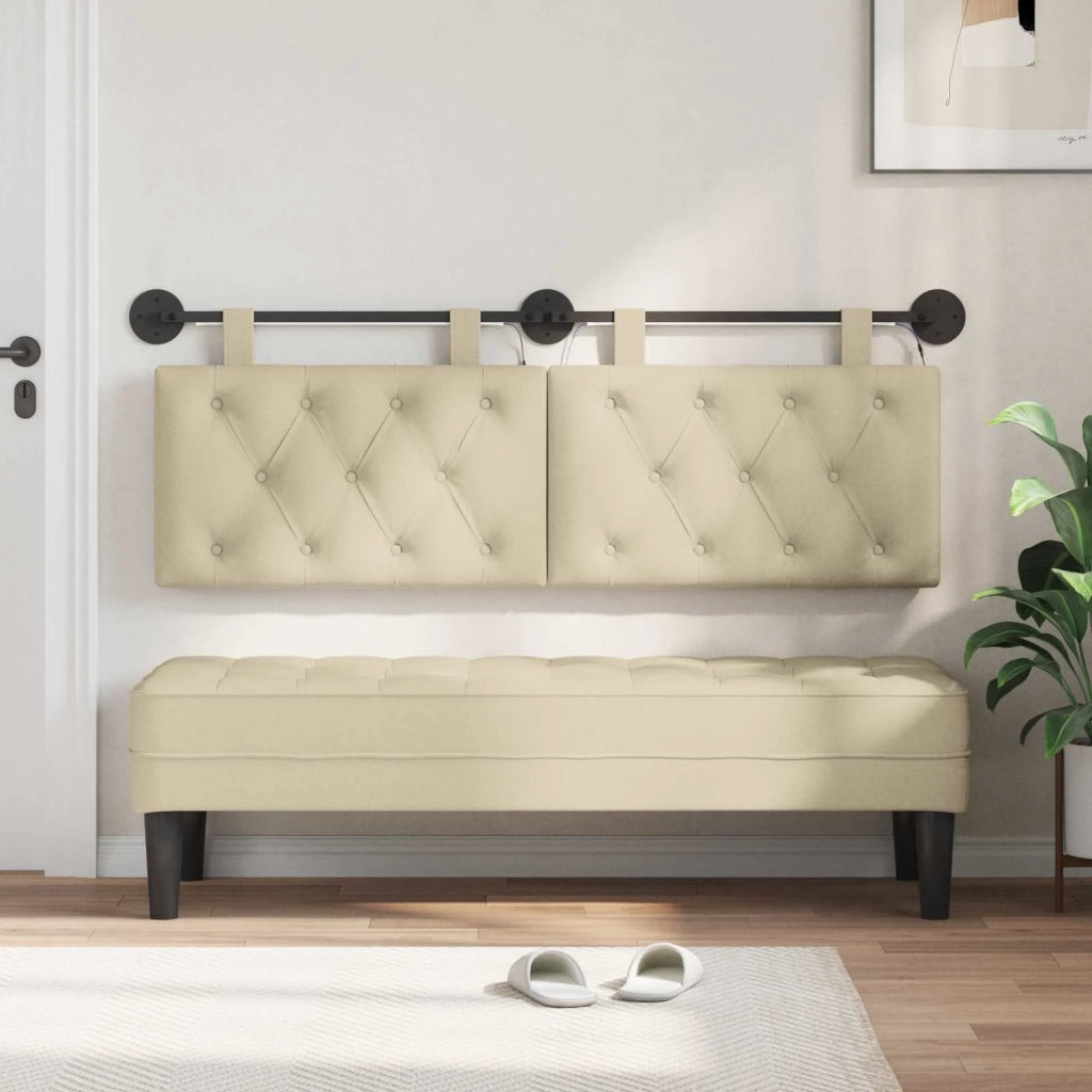 Testiera | Testata sospesa Con luce LED Crema Tessuto