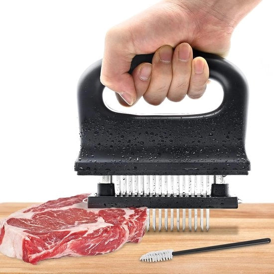 Zachtmaker per carne, tenderizzatore per carne, utensile per la preparazione della carne, con spazzola di pulizia e 48 aghi in acciaio inossidabile, aghi ultra affilati, per la preparazione di bistecche, manzo, maiale, pollo