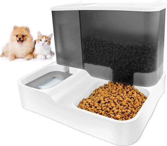 Ciotola per Animali - Automatica - 1L/2,8KG - Elevata - Fornita di Accessori - Bianca