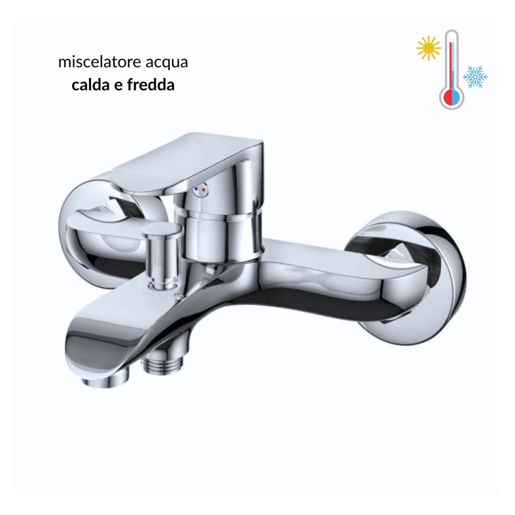 Miscelatore rubinetto america esterno vasca in ottone cromato con set doccia *** confezione 1