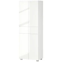 Dispensa Cucina con 4 Ante, 3 Ripiani Regolabili e Mensole a 5 Livelli in MDF e Truciolato, 60x35x170 cm, Bianco