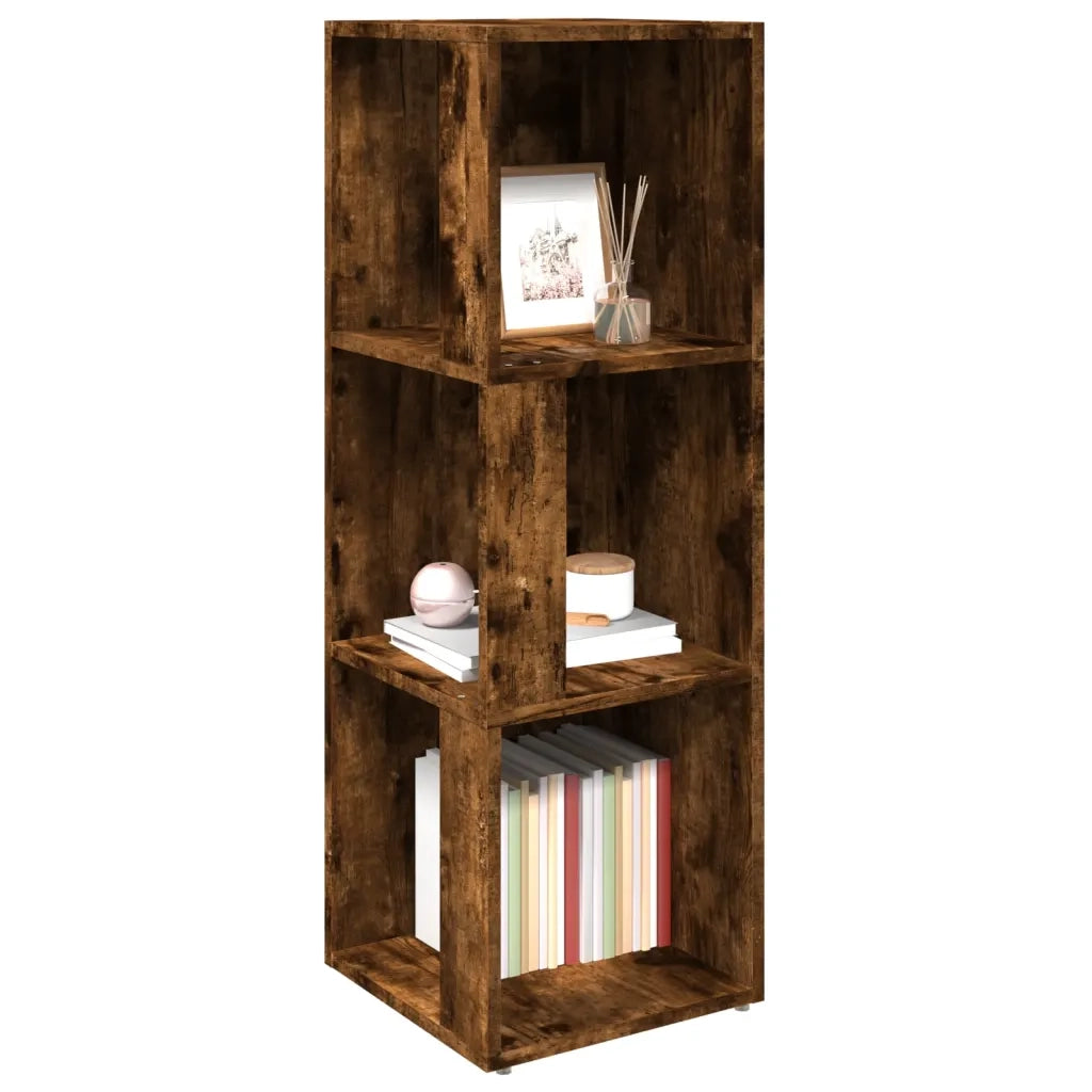 Scaffale Angolare Rovere Fumo 33x33x100 cm Legno Multistrato 825828
