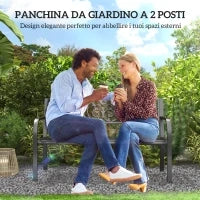 Panchina da Giardino in Metallo con Schienale Decorato, 127x60x87cm - Nero