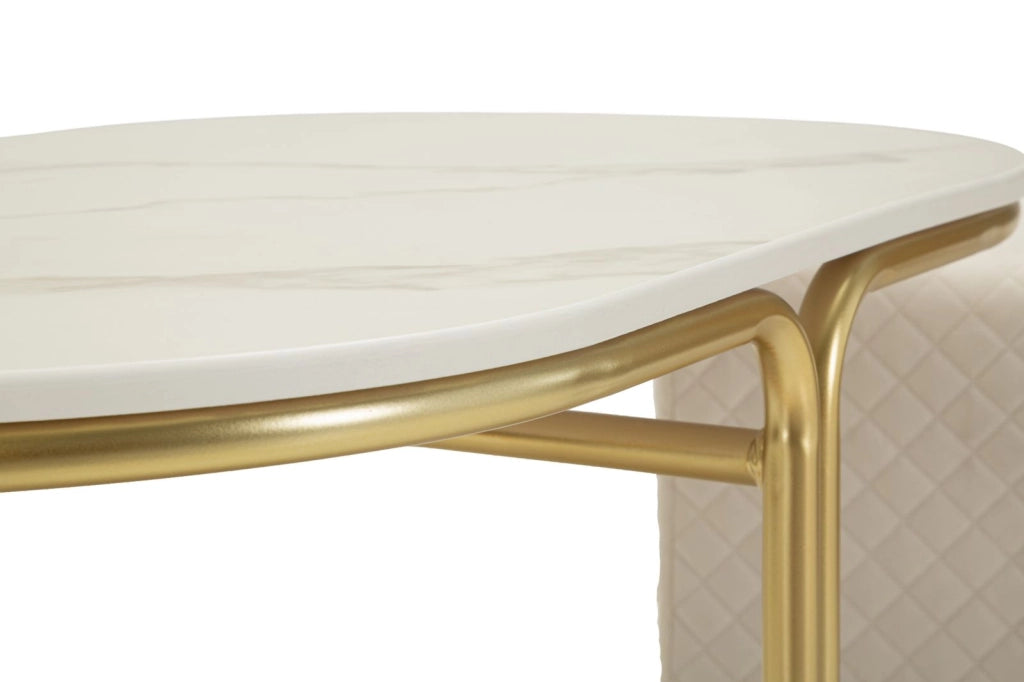 Tavolo da Caffè con 2 Puff Relax 79x45x44 cm in Pino e MDF e Spugna e Poliestere e Metallo