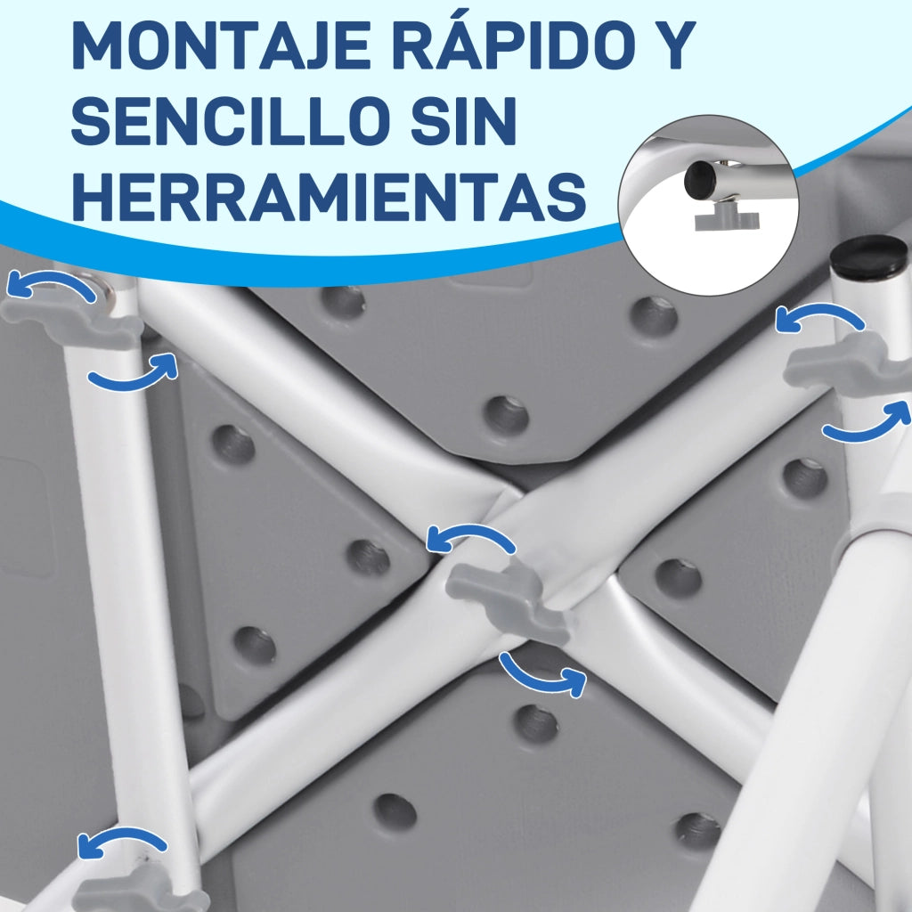 Sgabello da doccia con schienale antiscivolo e altezza regolabile ¨C zephmum ¨C 8 livelli, carico 136 kg