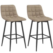 Set 2 Sgabelli da Cucina Stile Nordico in Tessuto Effetto Velluto e Metallo, 45x47x84 cm, Marrone