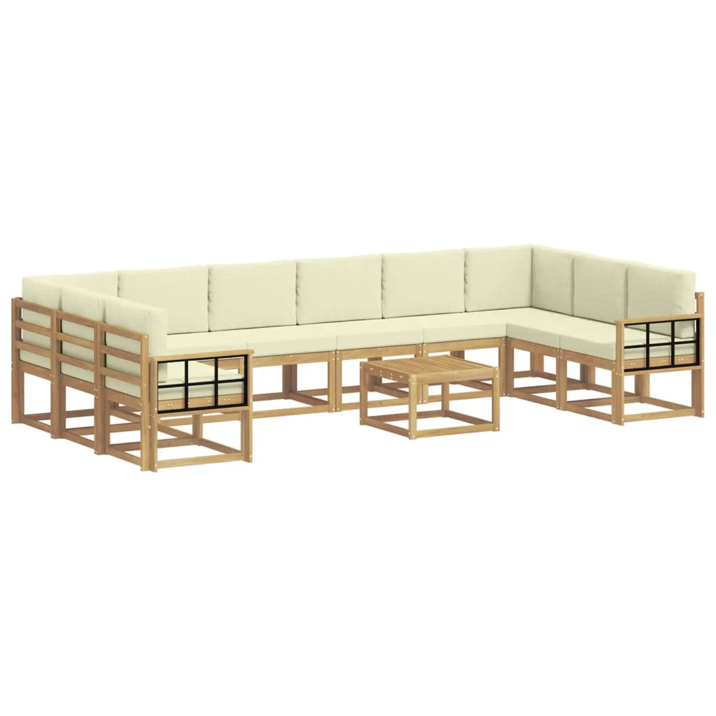 Set di divani da esterno 11 pz Bianco e Crema 3388334