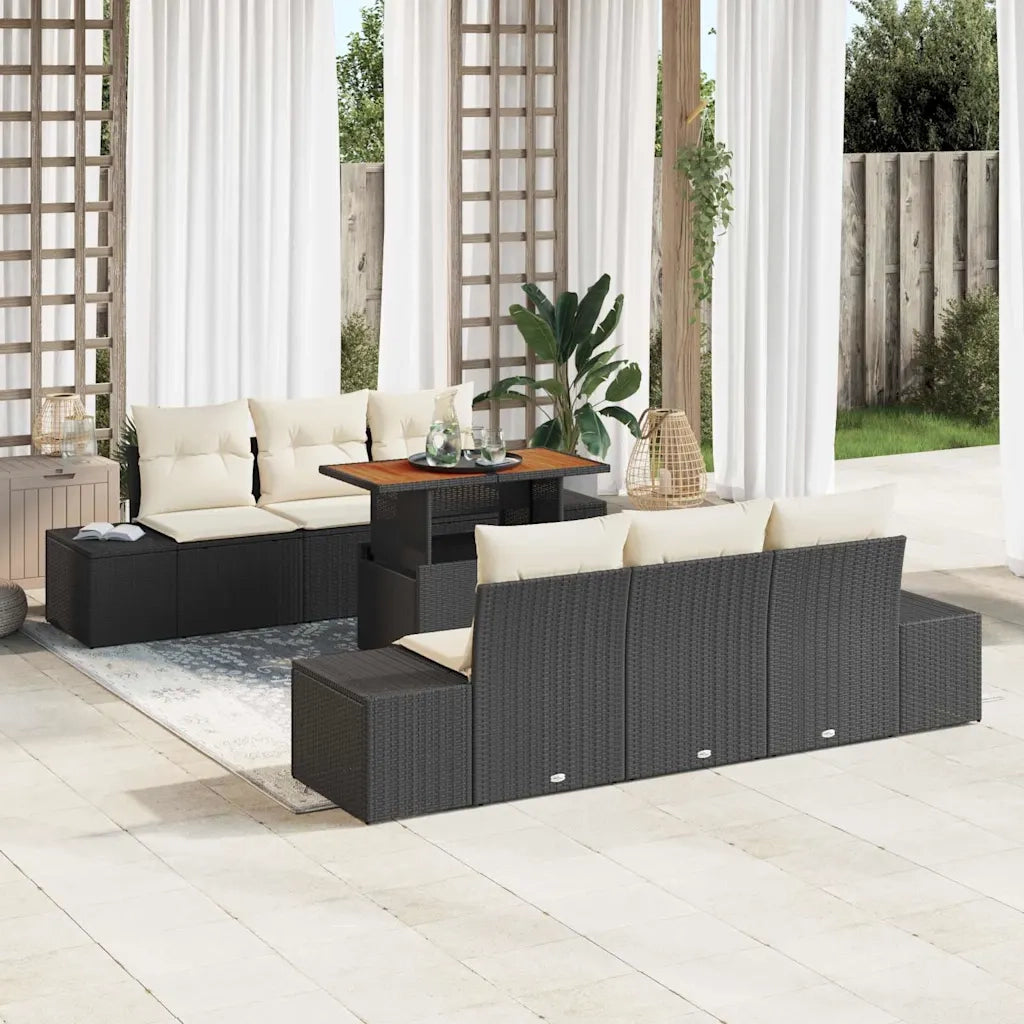 Set Divano da Giardino con archiviazione 7 pcs Nero Poly Rattan 3358644