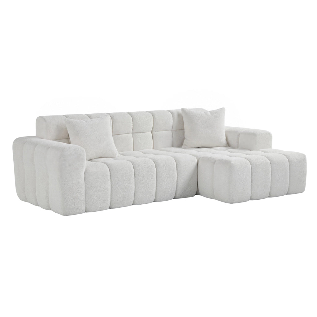 Divano angolare convertibile a L; stile moderno; colore bianco