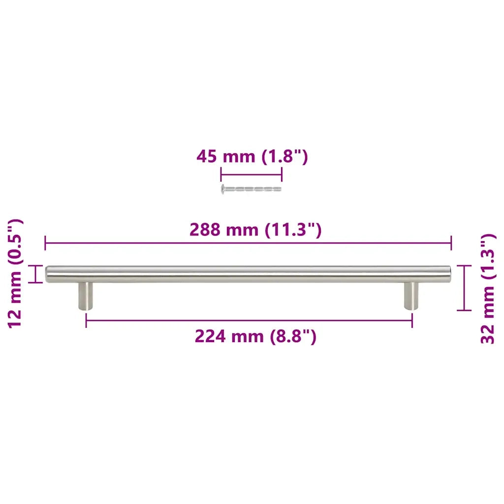 vidaXL Maniglie per Mobili 5pz Argento 224mm in Acciaio Inox