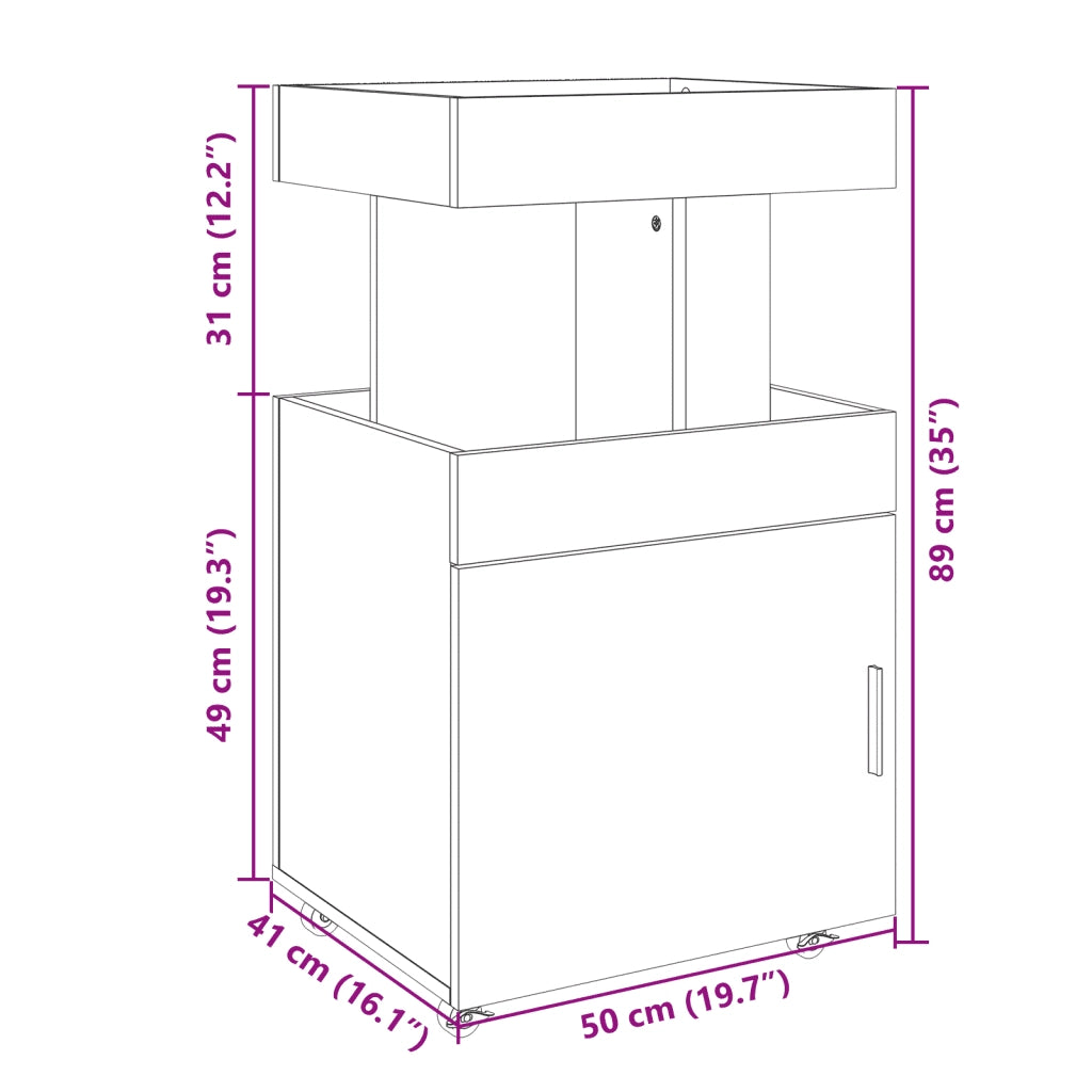 vidaXL Carrello Bar Grigio Cemento 50x41x89 cm in Legno Multistrato