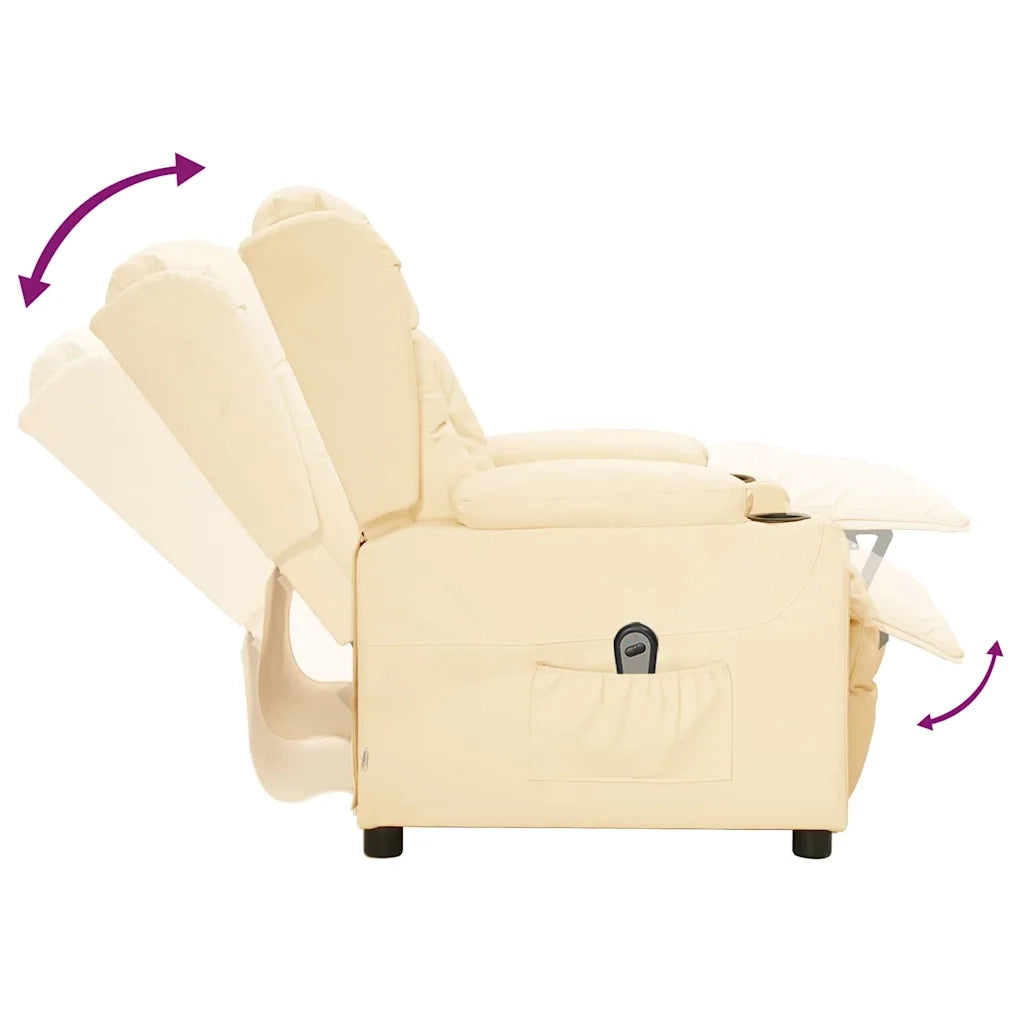 Divano Sedia-Poltrona Reclinabile Elettrica Crema in Similpelle 890804